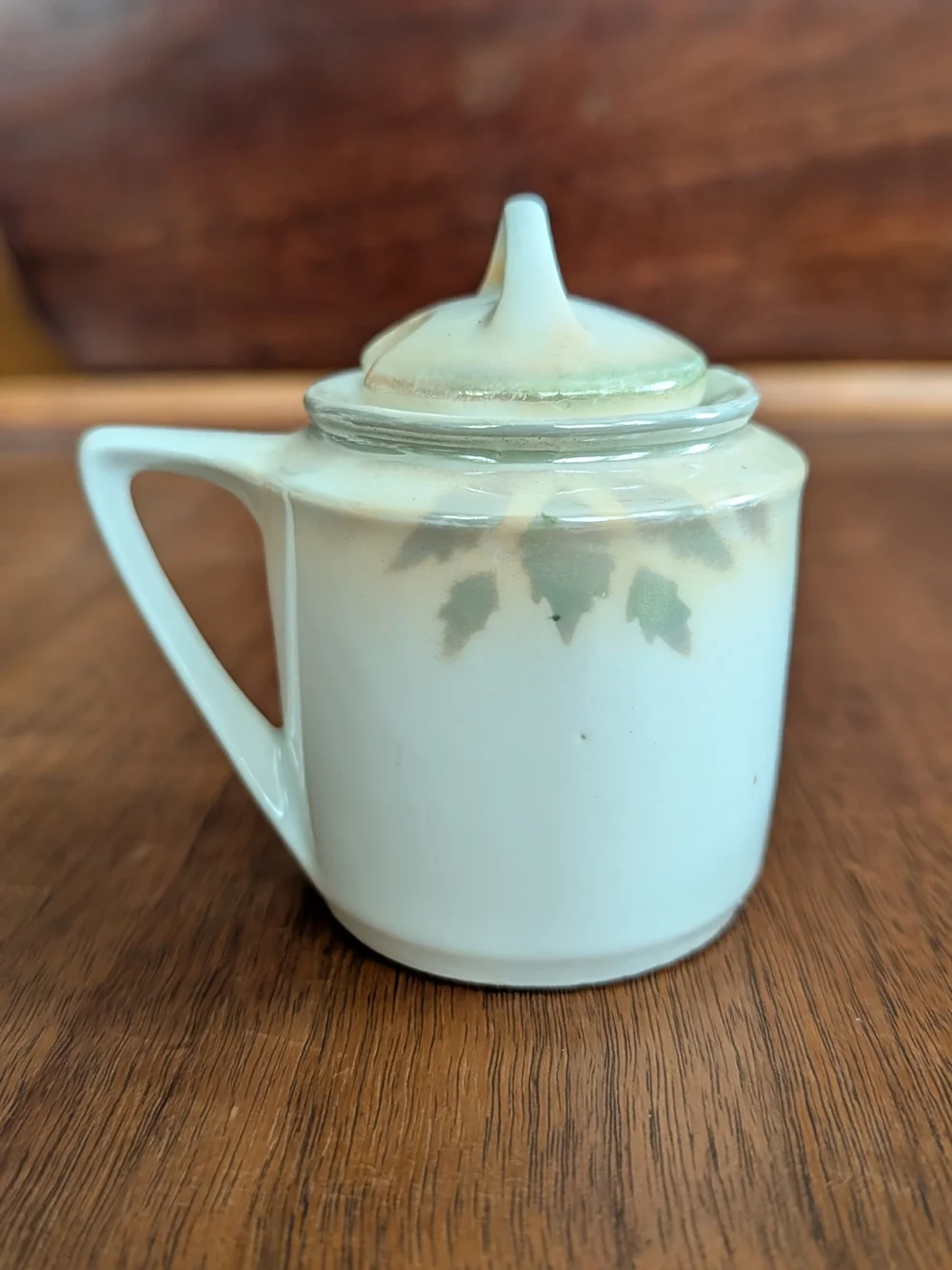 Porcelain Grape Pattern Sugar Bowl with Lid - Cream
